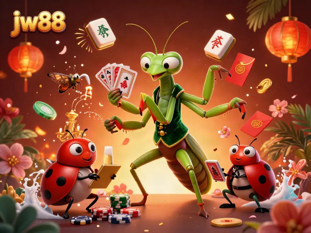 Experience exciting gameplay with jw88’s vibrant casino scene featuring unique 3D characters and lively decorations.