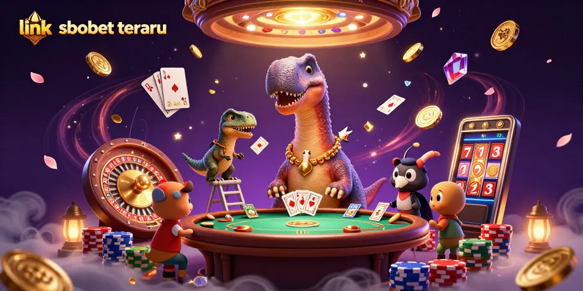 Experience thrill with link sbobet terbaru in a vibrant 3D casino scene filled with dynamic elements