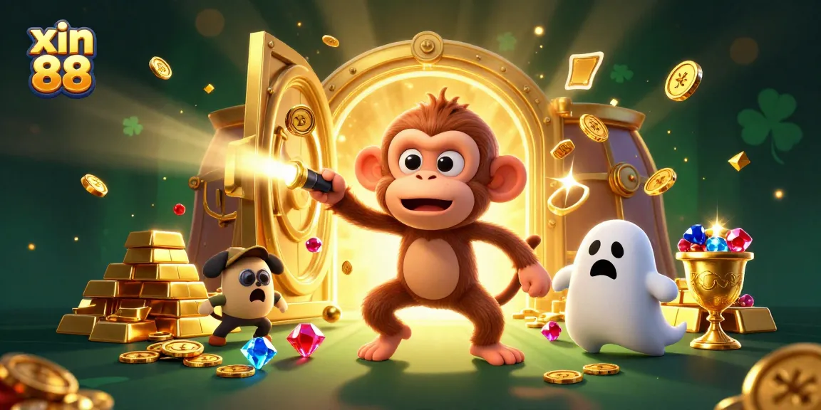 Experience the thrilling adventures of xin 88 in this vibrant haunted casino scene filled with treasures.