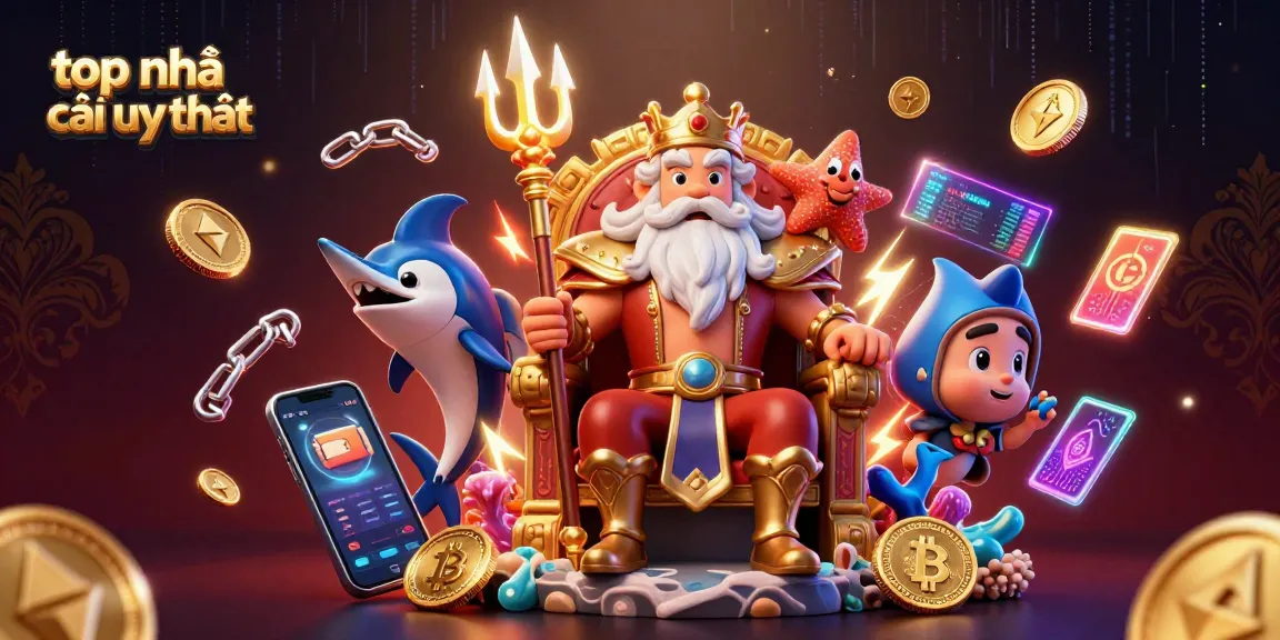 Bet on top nhà cái uy tín with a vibrant 3D digital casino scene celebrating gambling.