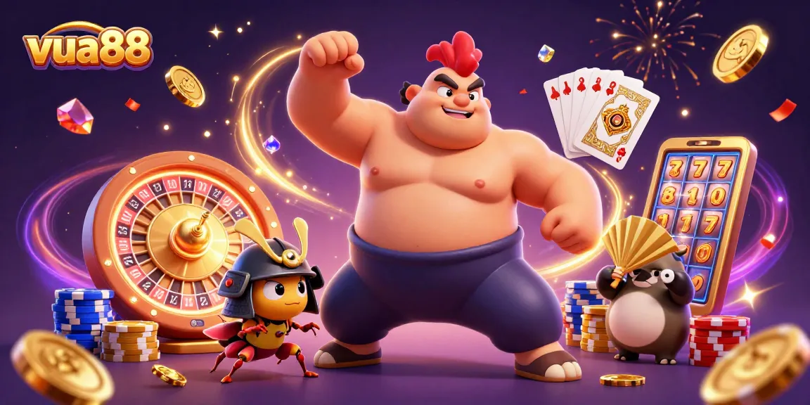 Engage with vua88's thrilling gaming experience featuring dynamic characters and sparkling casino elements.