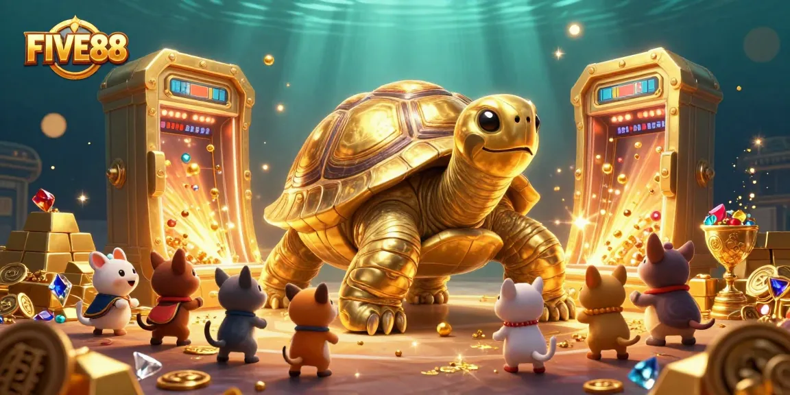 Experience exciting gaming action at FIVE88 with vibrant treasures and animated characters.