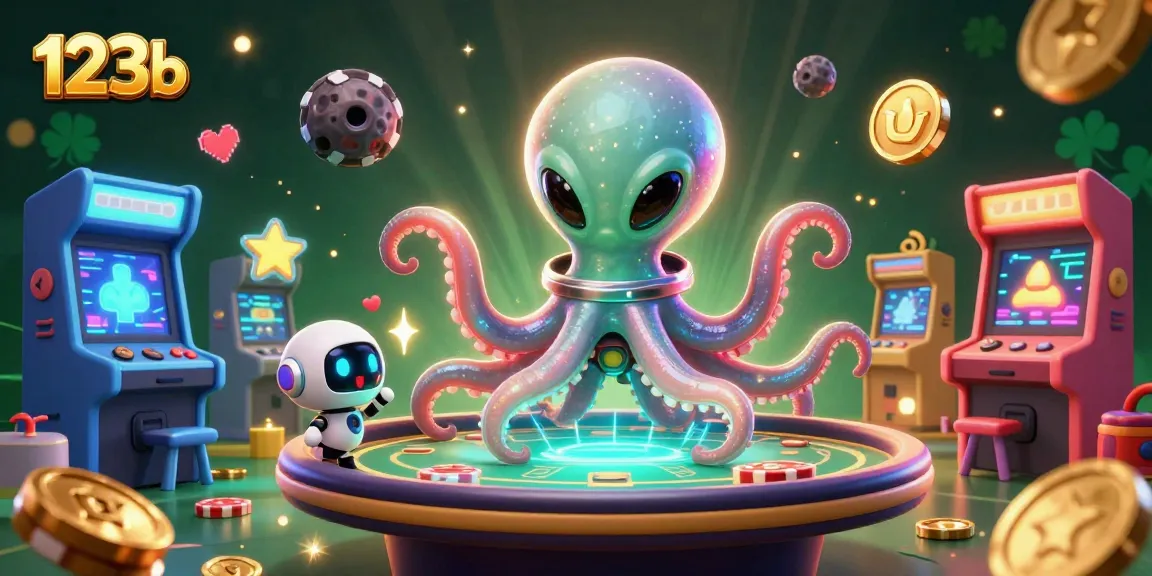Engage in thrilling gameplay with 123b's vibrant 3D arcade at an alien casino.
