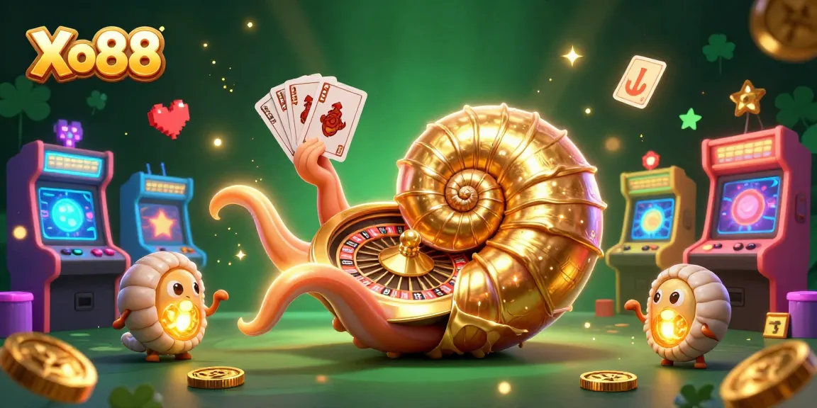 Xo88 creates a vibrant casino experience with a dynamic 3D scene of games and excitement.