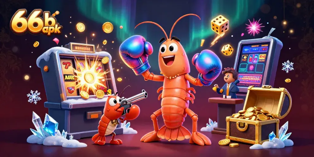 Experience thrilling gameplay with 66b apk, featuring colorful slot machines and animated characters.
