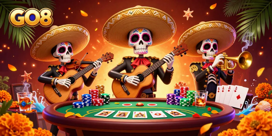 GO8's dynamic mariachi band elevates the poker experience with vibrant casino energy and colorful flair.
