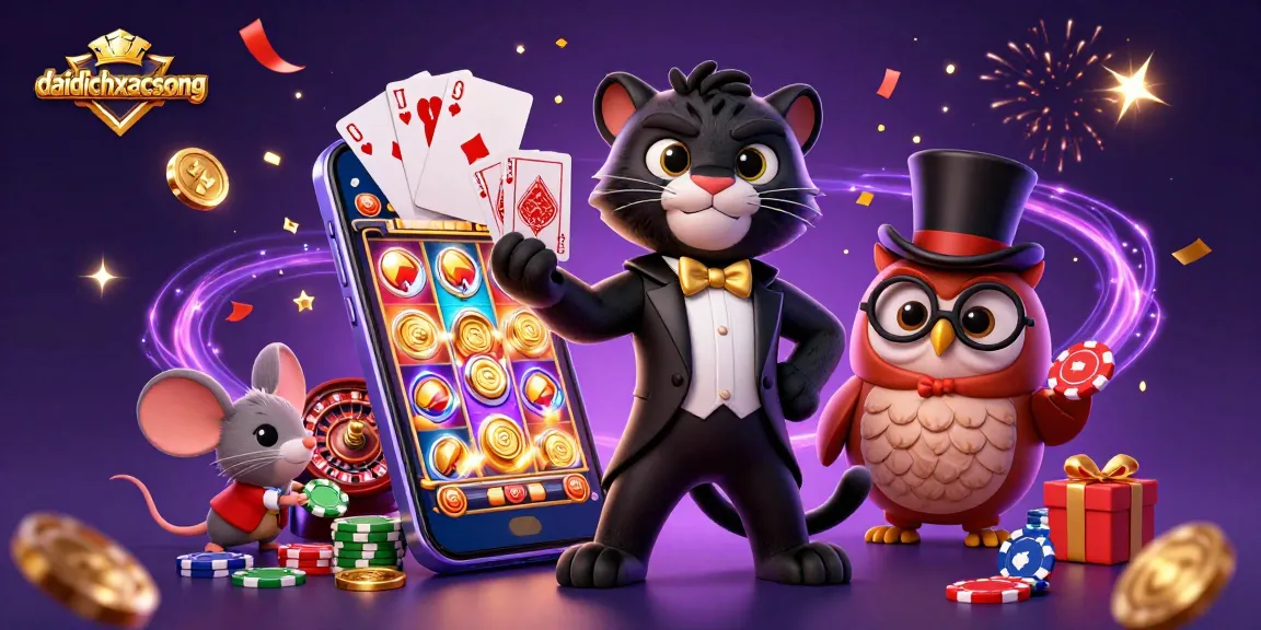 Experience the excitement of daidichxacsong with vibrant characters, dynamic casino elements, and a rich illustration.