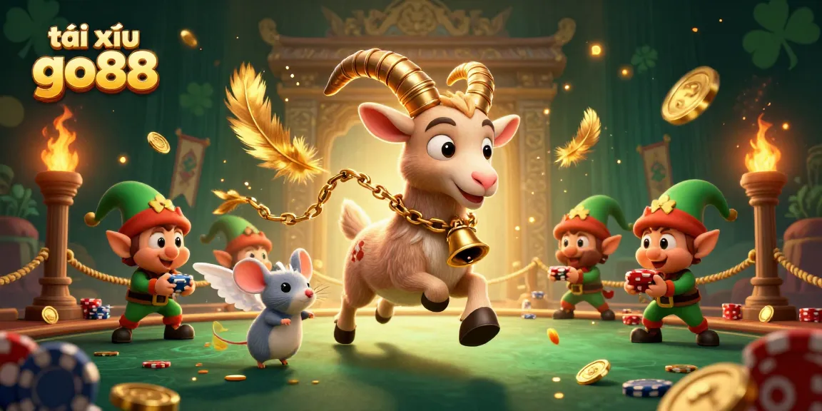 Tài xỉu go88 action-packed scene showcasing a lively casino with gremlins stealing poker chips.