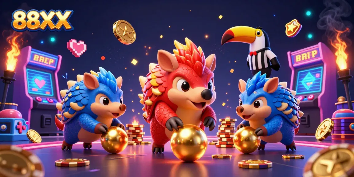 Win big at 88XX with fun pangolin-themed gambling action and vibrant casino elements.