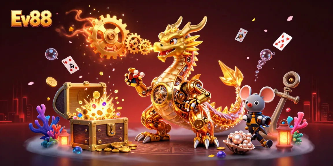 Ev88 offers thrilling gambling experiences with dynamic games and treasures, featuring a unique dragon.