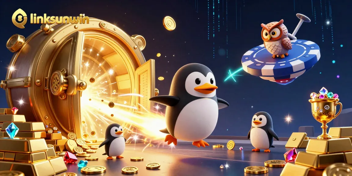 Experience thrilling excitement with linksunwin, featuring a golden penguin and a vibrant casino journey.