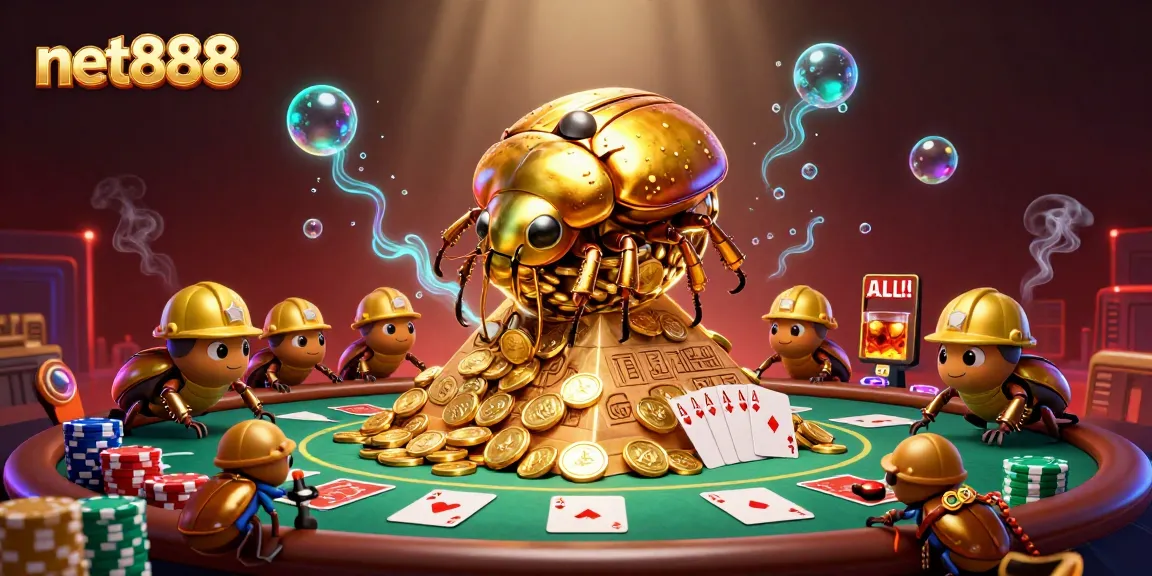 Discover strategies with net888 while celebrating victory in a vibrant 3D casino scene.