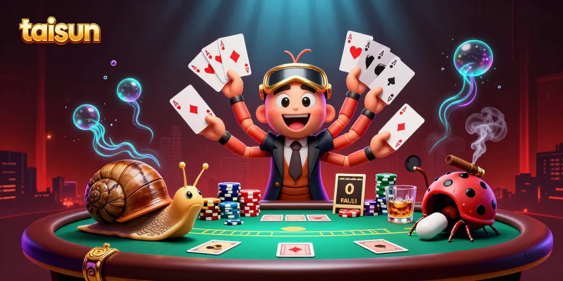 Experience the excitement of taisun with a colorful 3D cartoon casino scene featuring unique character interactions.