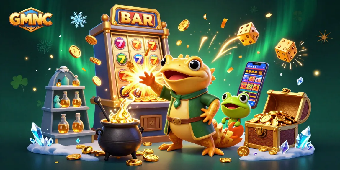 GMNC showcases a golden salamander alchemist creating wealth in a vibrant casino scene.