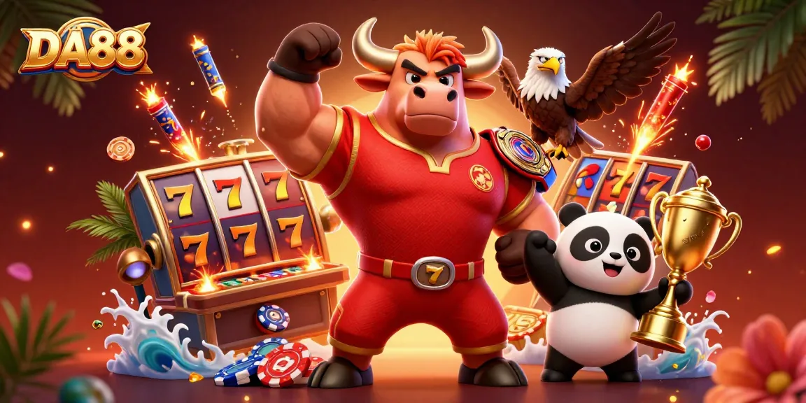 Engage with the vibrant world of DA88 slots celebrating victory in a dynamic casino scene.