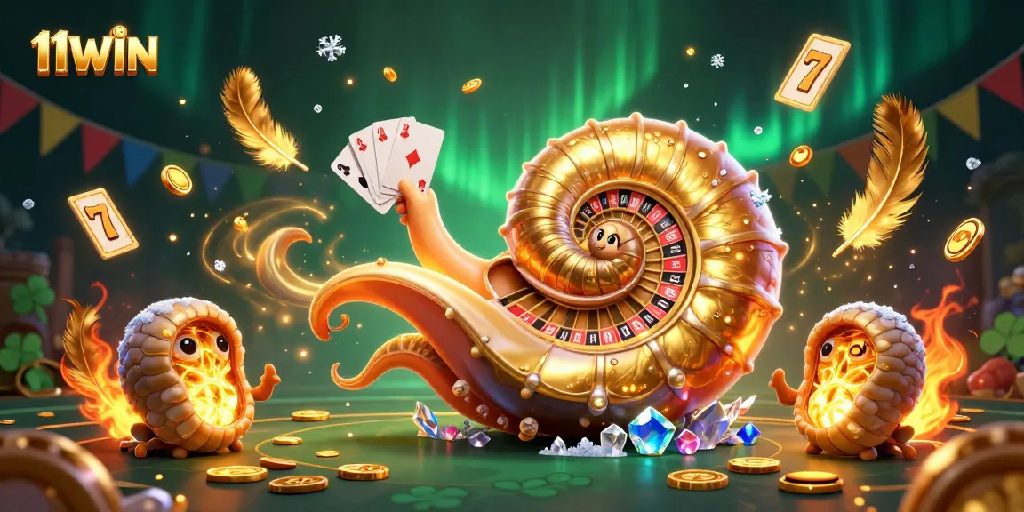 Engage with 11WIN's thrilling casino experience featuring a dynamic scene of an ancient nautilus roulette wheel.