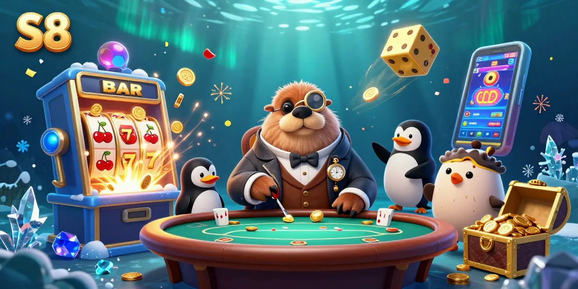 Experience thrilling games at S8 with a vibrant underwater casino scene featuring exciting casino elements.