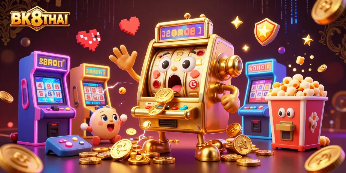 Experience the excitement of BK8THAI with golden slot machines hitting jackpots and cheering baby slots.