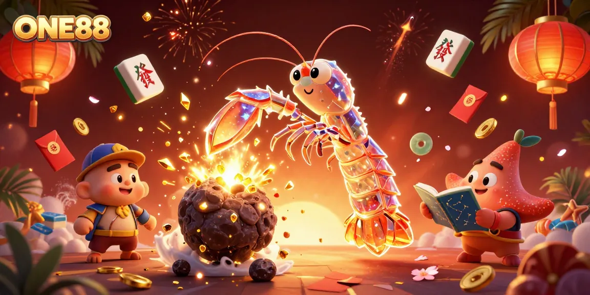 Engage with ONE88's explosive gaming experience featuring vibrant colors, lucky elements, and captivating characters.