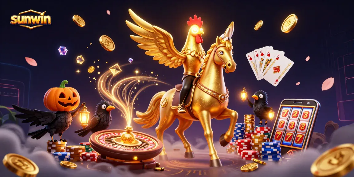 Experience the magic of sunwin's vibrant casino scene with golden rooster, dazzling gems, and thrilling gameplay!