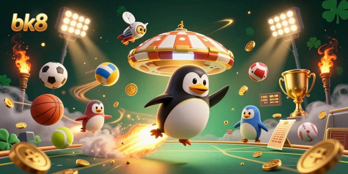 Win big with bk8 as the golden penguin blasts off to a vibrant casino adventure.