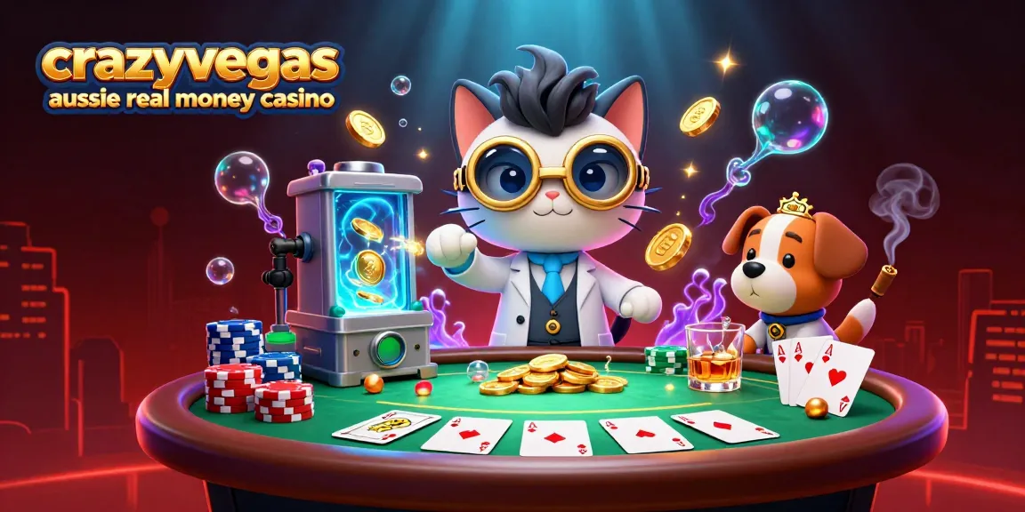 Experience thrilling action at crazyvegas aussie real money casino with an immersive 3D scene of a mad scientist creating gold coins.
