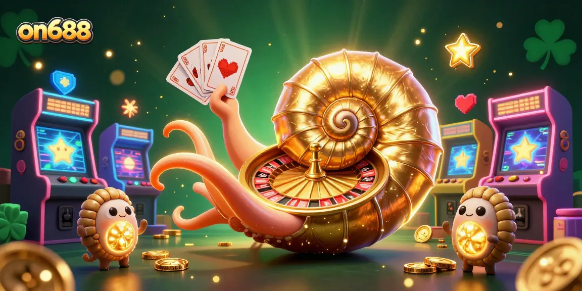 Experience thrilling gameplay at on688 with a vibrant 3D casino illustration showcasing gambling excitement