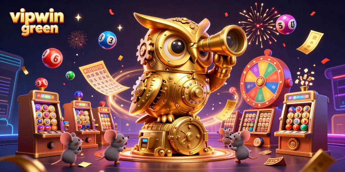 Experience thrilling wins at vipwin green with the golden owl and dynamic lottery scene!