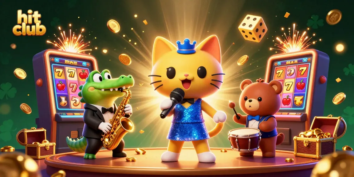 Join the fun at hit club with a vibrant casino stage featuring a jazz-singer cat and more!