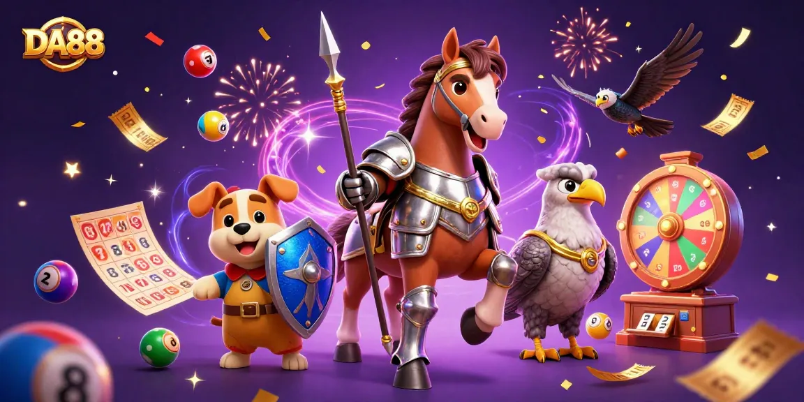DA88 engages players with vibrant lotto and gaming elements in a festive, action-packed scene.