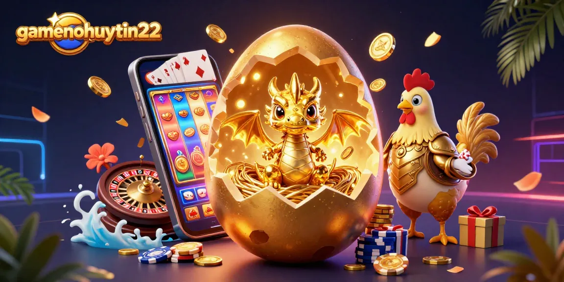 Experience the thrilling world of gamenohuuytin22 with a golden dragon guarding poker chips and slot games.