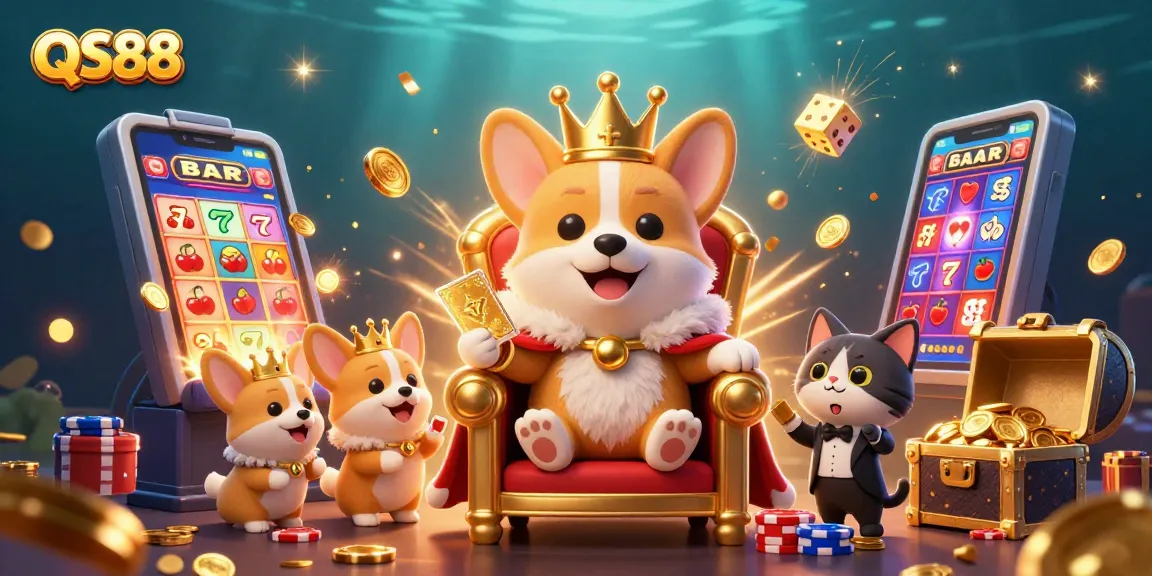 Experience thrilling gaming action at QS88 with vibrant 3D characters amid jackpot explosions.